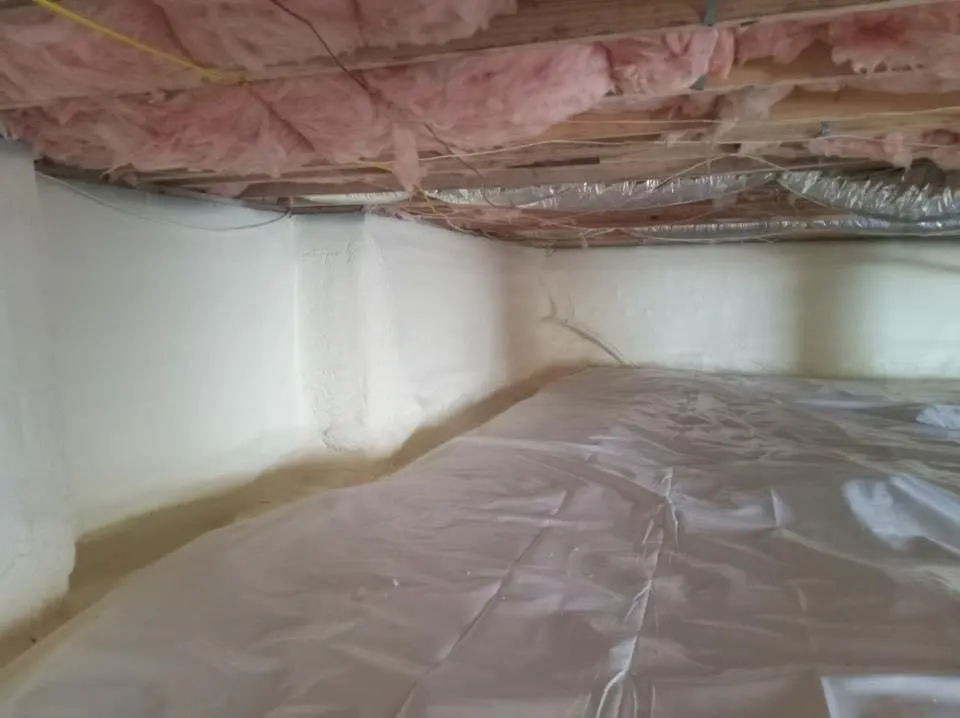 Crawl space encapsulation with closed-cell spray foam for Roof Waterproofing in Provo